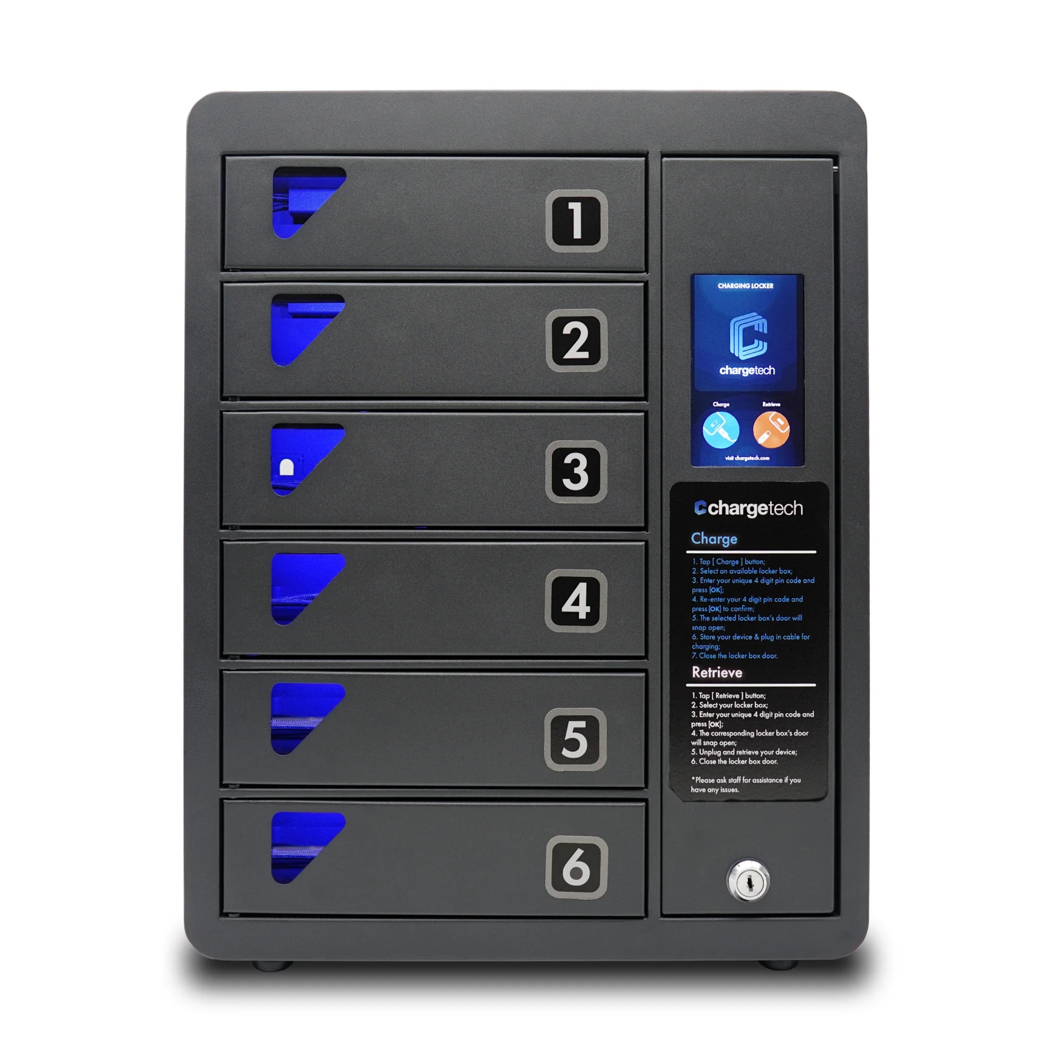 Secure 6-Device Wall-Mount Mobile Charging Cabinet